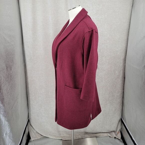 Woman Within Wool Blend Shawl Collar Coat Maroon Dressy Women's Plus Size 4X - Picture 10 of 13